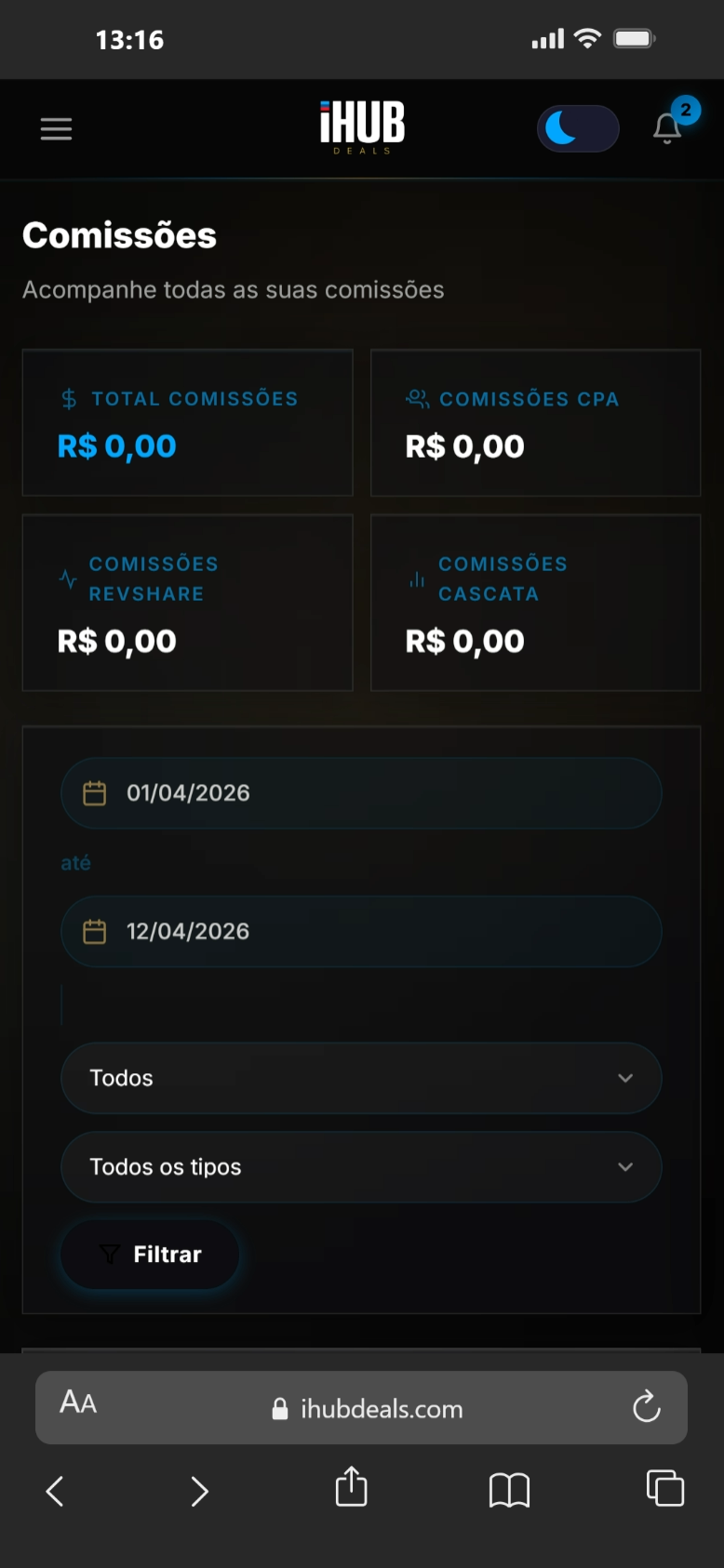 Comissões Dark